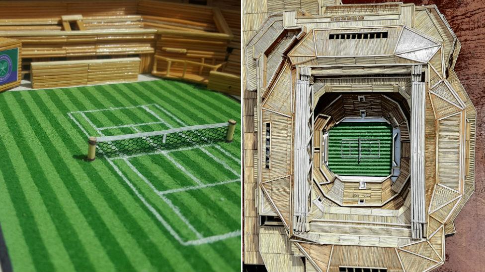 Inside the toothpick version of Wimbledon and a birds-eye view