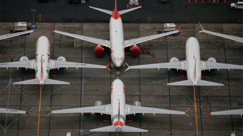 Grounded Boeing 737 Max aircraft are seen parked at Boeing facilities at Grant County International Airport in Moses Lake, Washington, US on 17 November, 2020