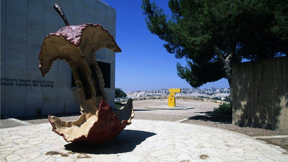 Apple Core, a sculpture by Claes Oldenburg and Coosje van Bruggen at the Israel museum in Jerusalem