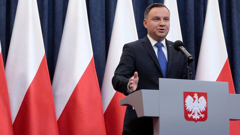 Poland"s President Andrzej Duda speaks during his media announcement on 6 February