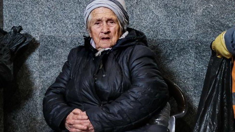 Dusia Kostiuk, 91, spent 27 hours on a train from the heavily bombed city of Kharkiv to Lviv