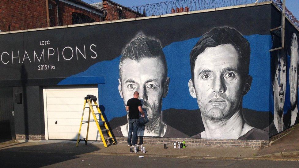 Jamie Vardy and Andy King in street art form