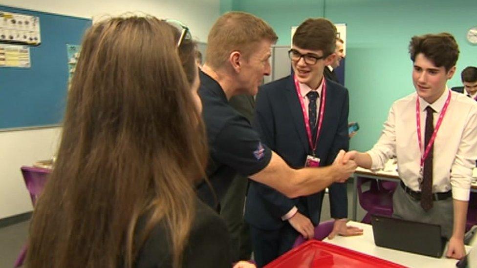 Tim Peake meeting UTC students in Portsmouth