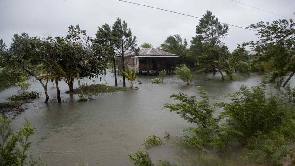 A house that was evacuated amid amid heavy rains brought by Hurricane Eta, in Bilwi, Nicaragua, 03 November 2020.