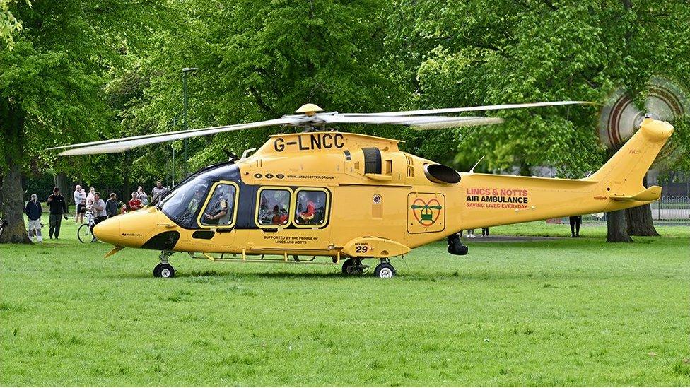 Air ambulance in park