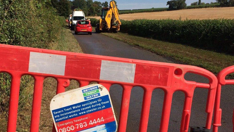 Severn Trent burst pipe Epperstone Nottinghamshire