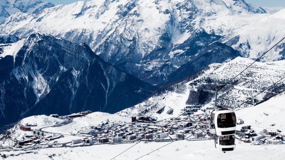 View down to Alpe d'Huez