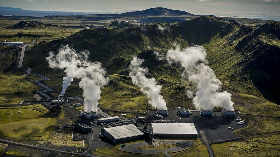 Hellisheidi power plant, air view