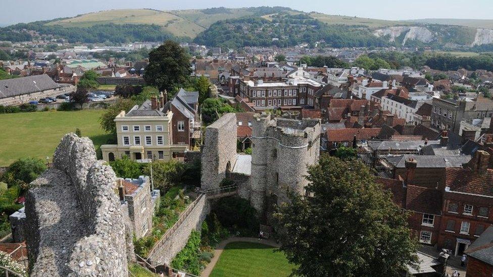 View over Lewes Castle and the town of Lewes