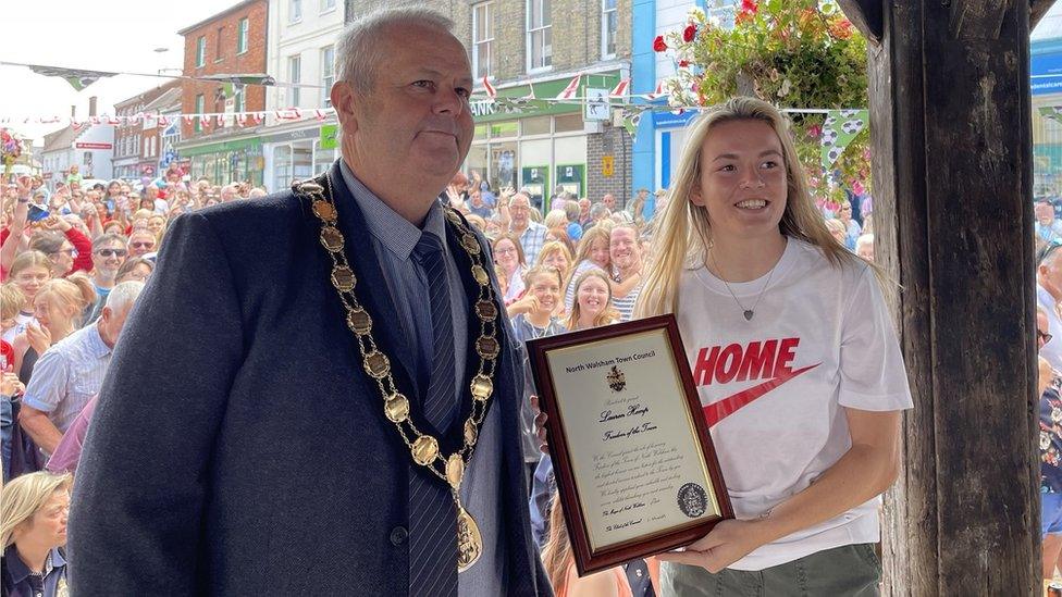 Lauren Hemp receiving the Freedom of the Town in North Walsham, Norfolk