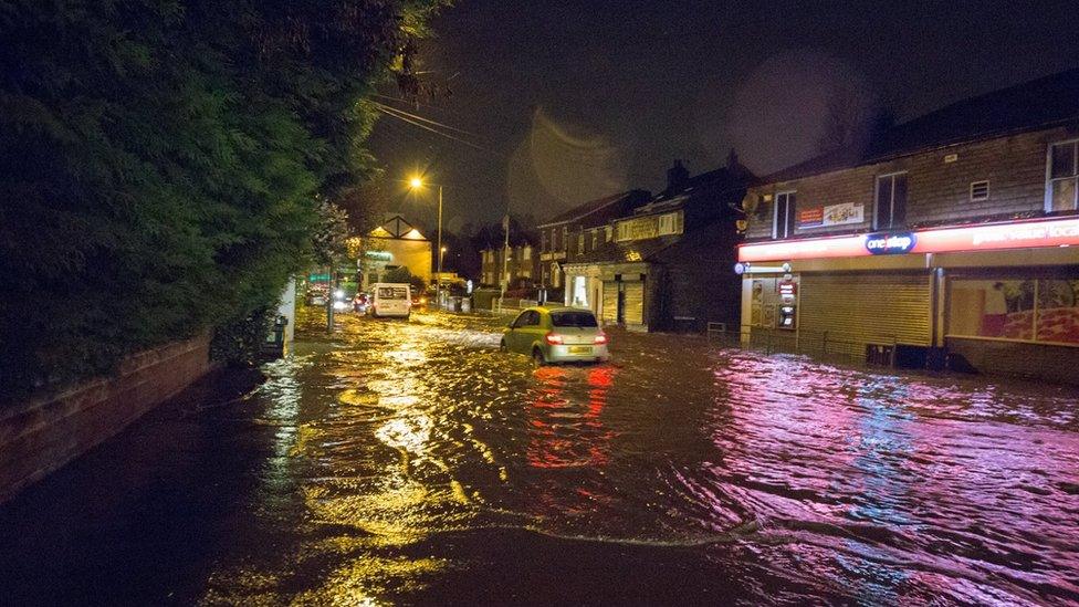 A flooded street