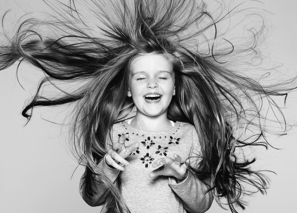 Seren with long blowing hair