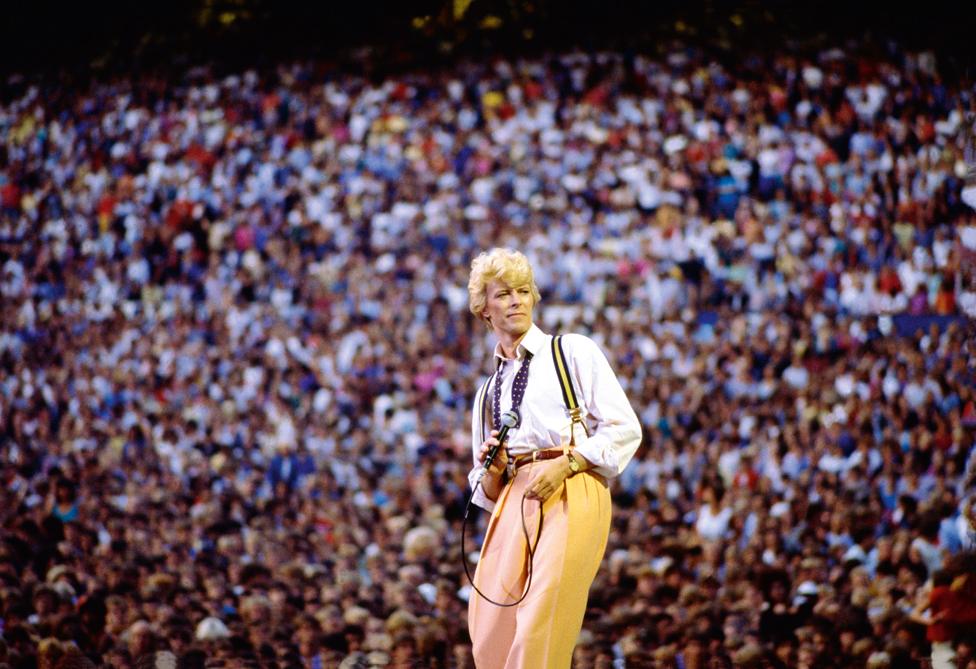 David Bowie performing in Edmonton stadium, Canada.