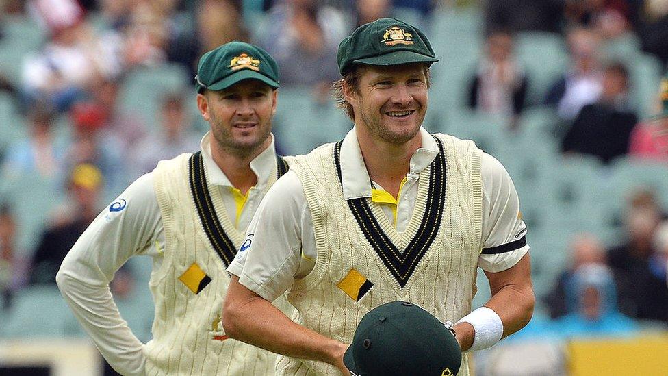 Michael Clarke and Shane Watson during the 2013 Ashes Test series