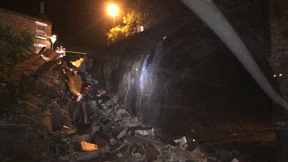 The collapsed bridge in the early hours