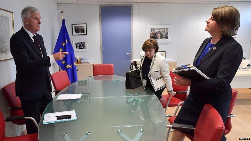 Michel Barnier and Arlene Foster