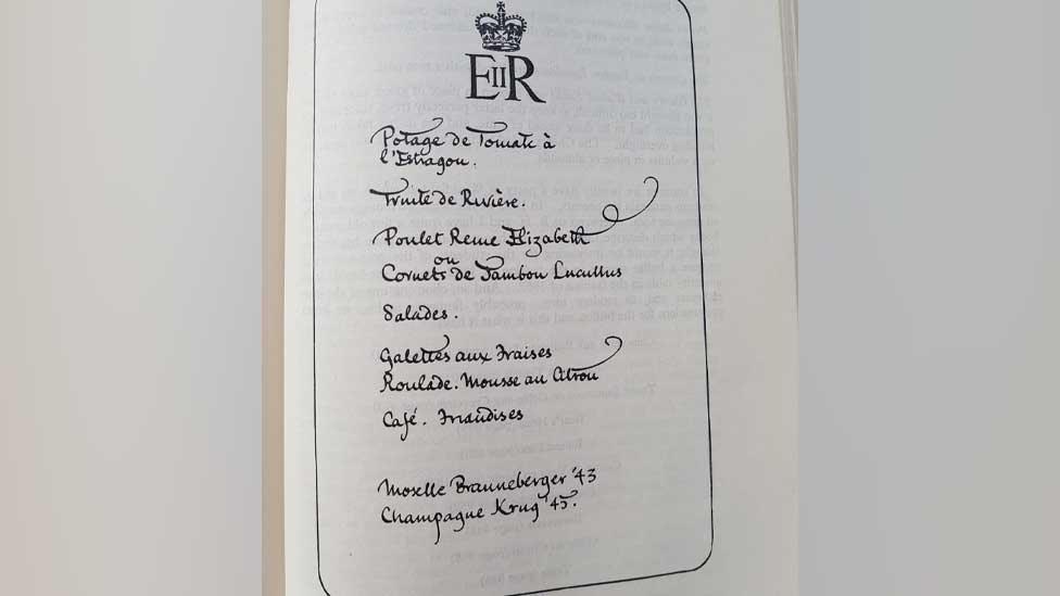 Menu from the Coronation banquet at Westminster School, London