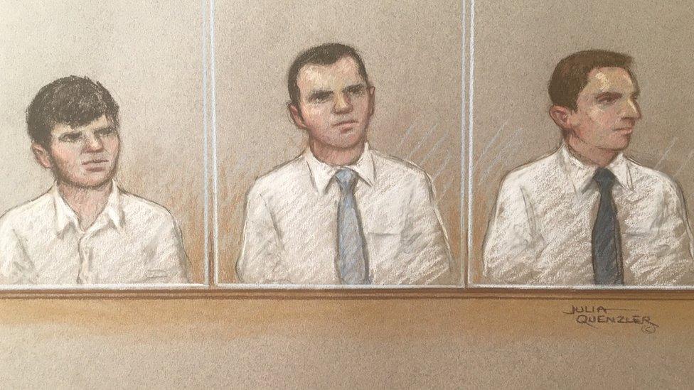 court sketch of defendants