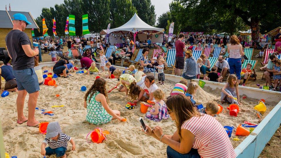 The sandpit in the family area at Victorious Festival 2016