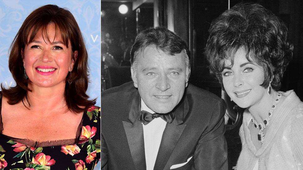 Daisy Goodwin with a picture of Richard Burton and Elizabeth Taylor in 1967