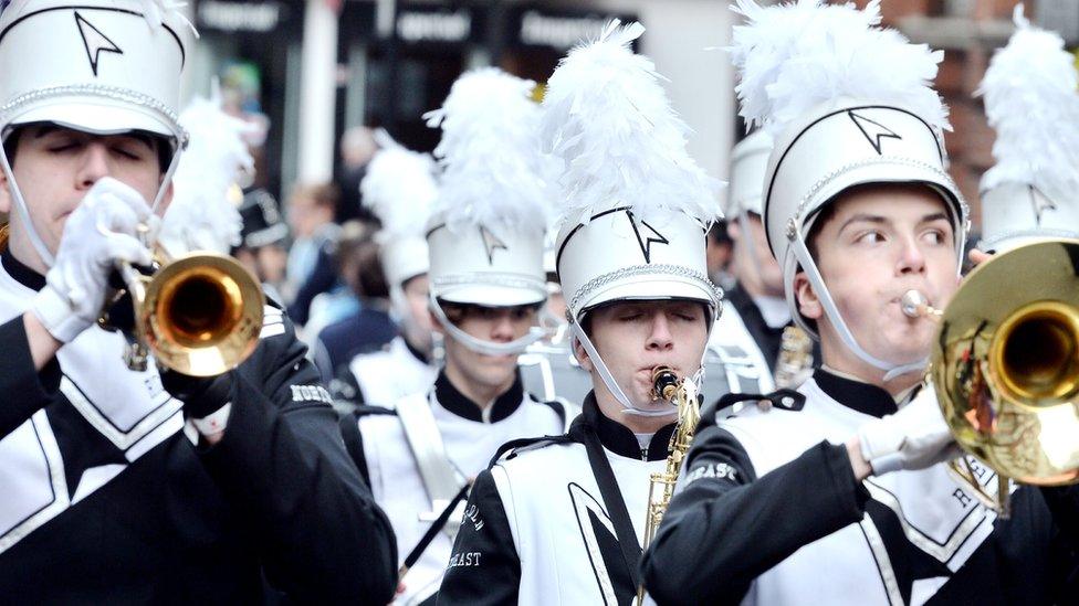 Participants get ready before taking part in the London New Year's Day Parade