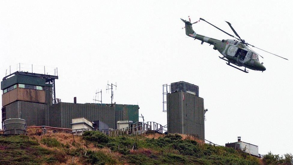 An Army watchtower overlooking Camlough, County Armagh, was among the last to be dismantled