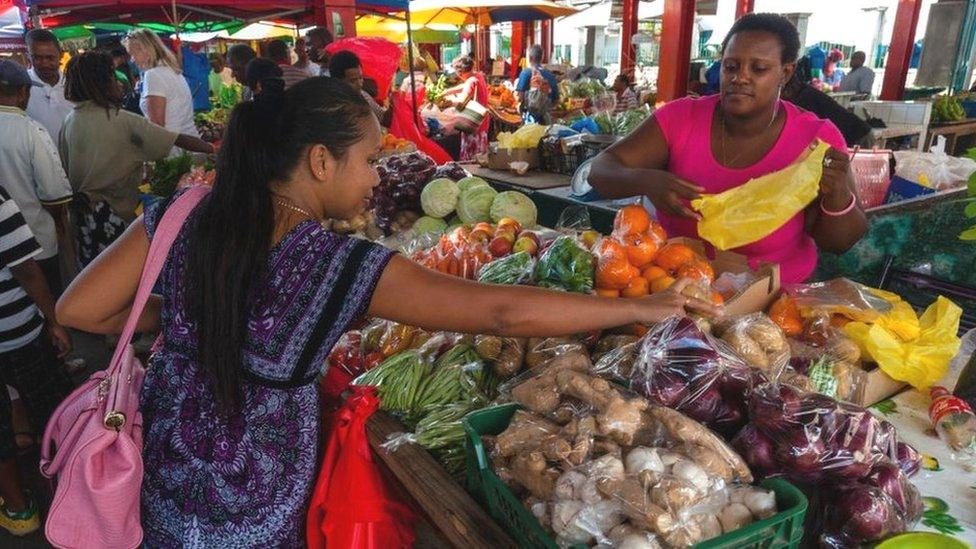 Locals shopping at the farmers' market in Victoria