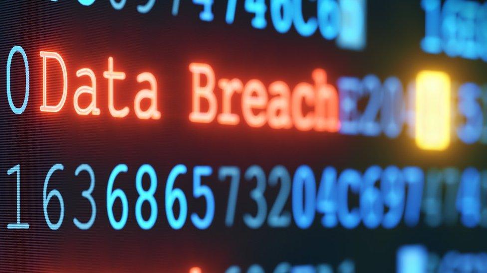 Sign with the words data breach