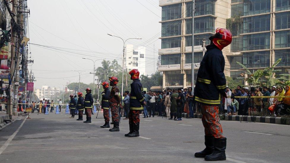 Firefighters in Banani area of Dhaka