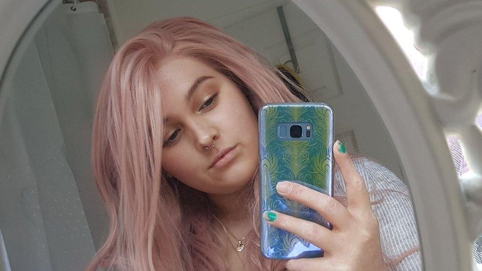 Seren Jenkins in a pink wig