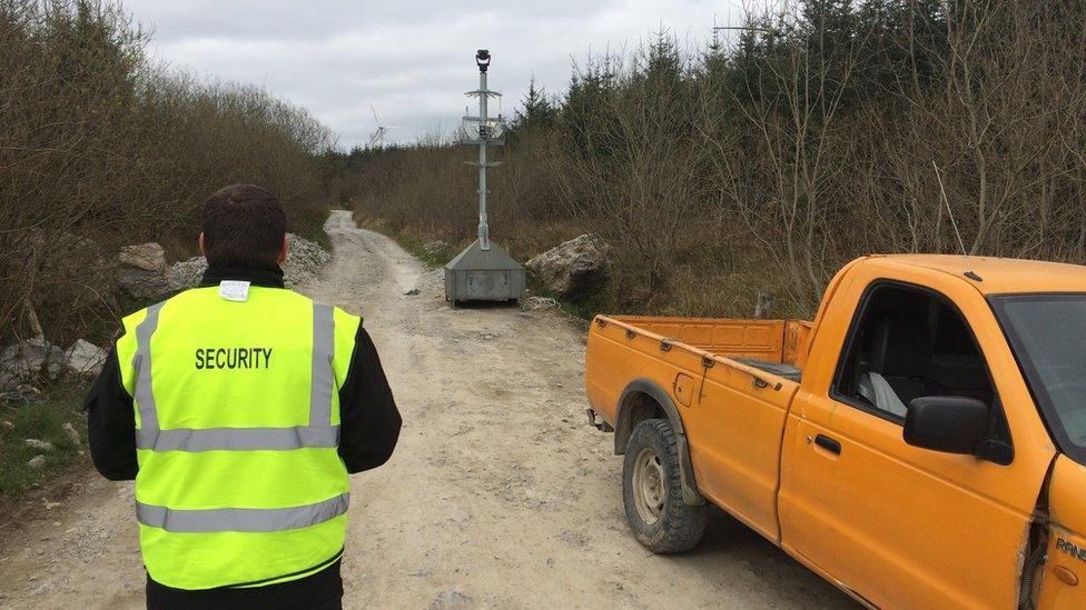 There has been a visible security presence on the road leading to the wind farm