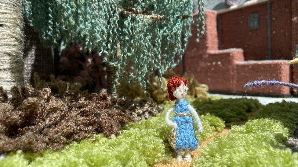 A knitted figure on the miniature Sandringham grounds