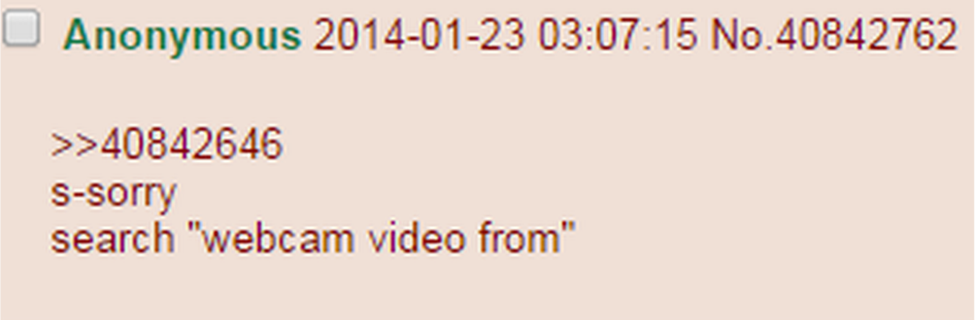 one 4 chan user comment: search 'webcam video from'