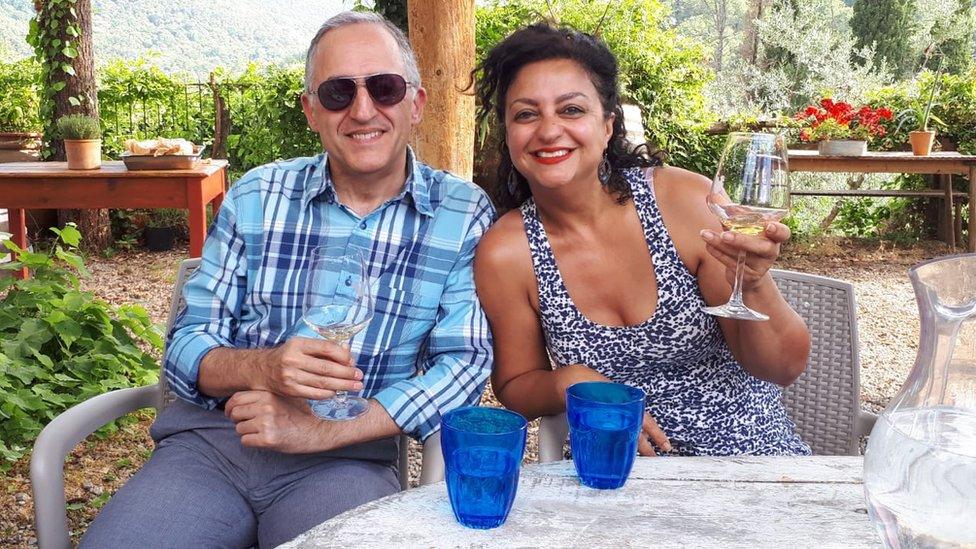 Babak in Tuscany with his partner Mahtab Salahshourian pre-Covid-19