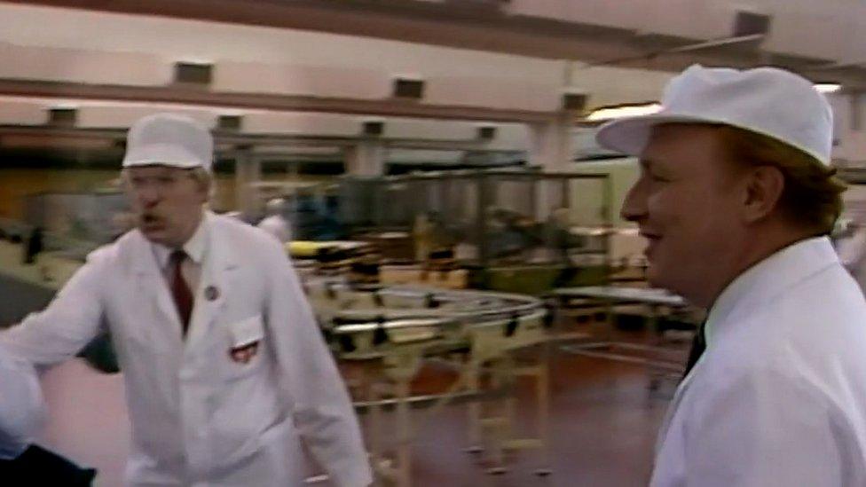 Brian and Neil Kinnock in the factory