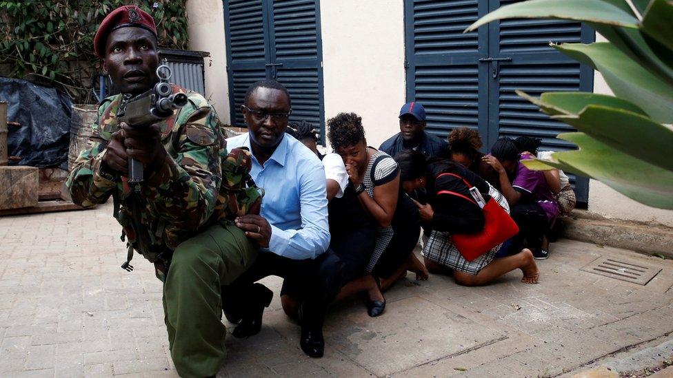 People evacuated by member of security forces