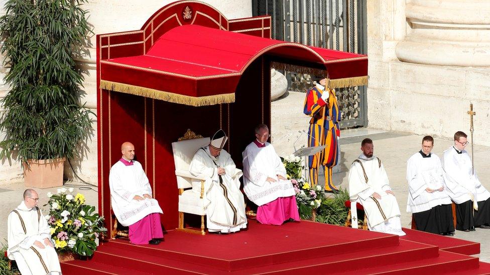 Pope Francis leading the Mass