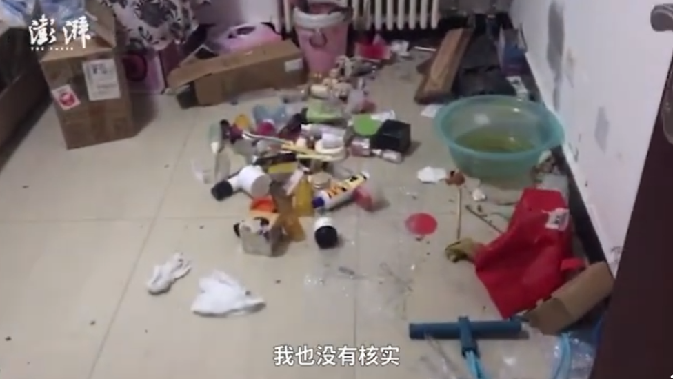 Ms Li's apartment showed litter everywhere