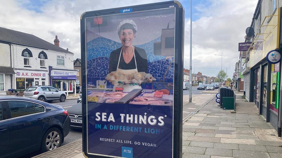 Poster with woman holding cat