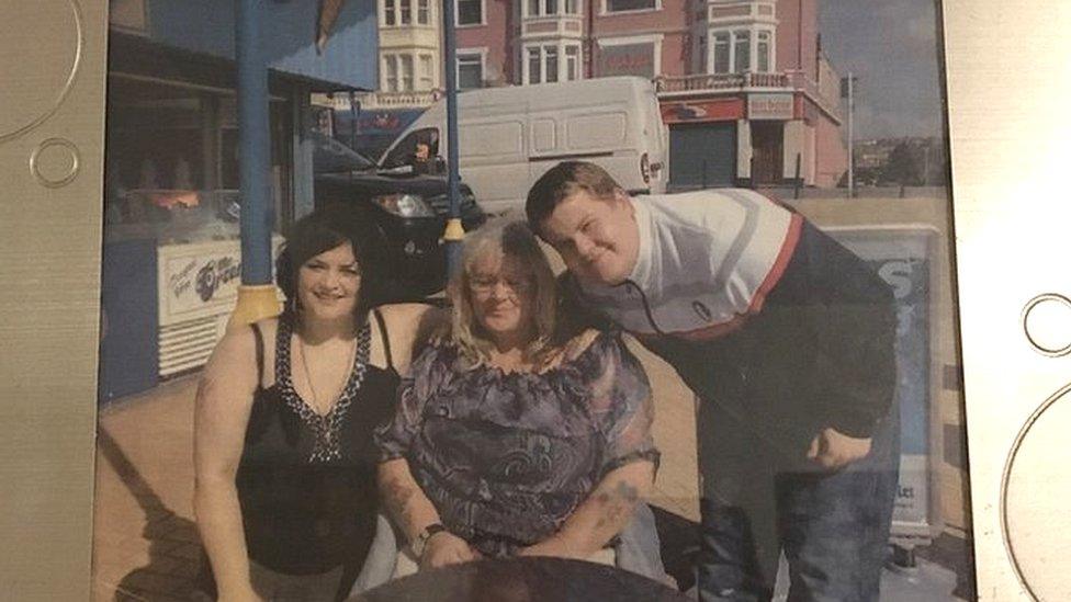 A picture of Glenda with Ruth Jones and James Corden