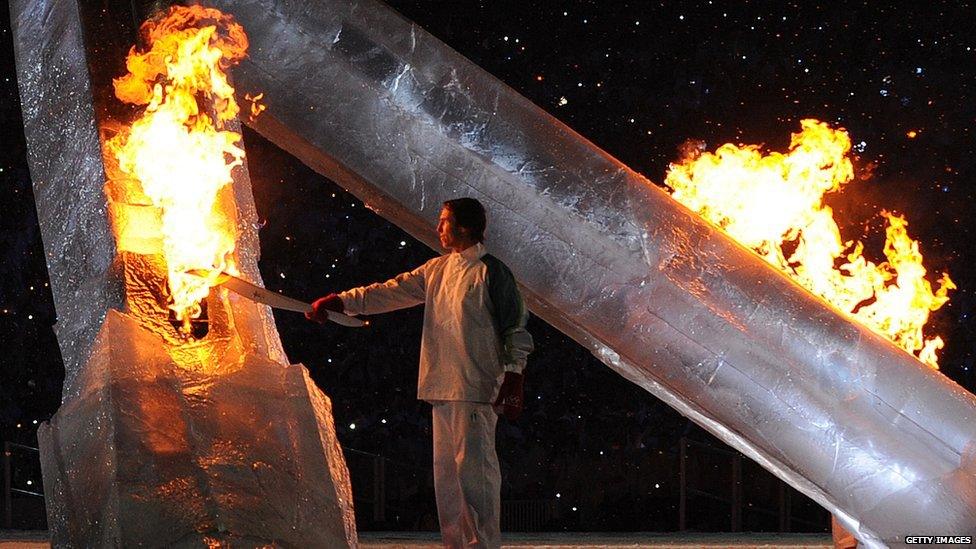 Steve Nash lights the Olympic flame at the 2010 Winter Olympics