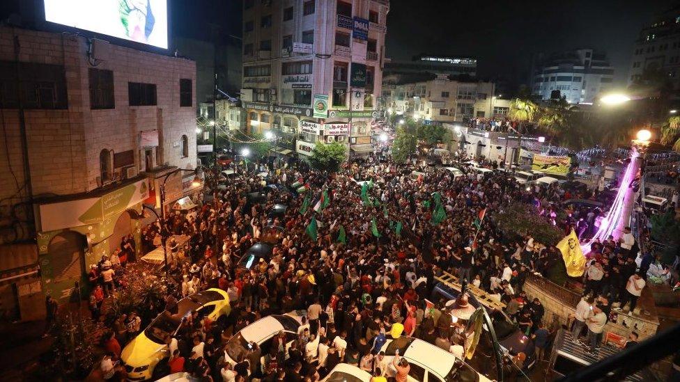 Palestinians in Gaza on the street to celebrate