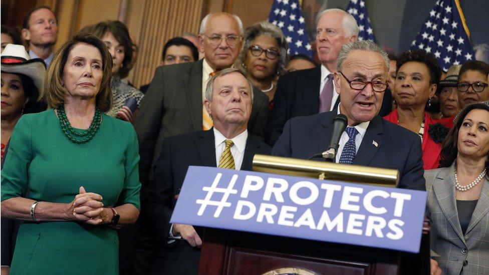 Senate Minority Leader Chuck Schumer speaks at a news conference following US President Donald Trump's decision to end the Deferred Action for Childhood Arrivals (Daca) programme, 6 September 2017