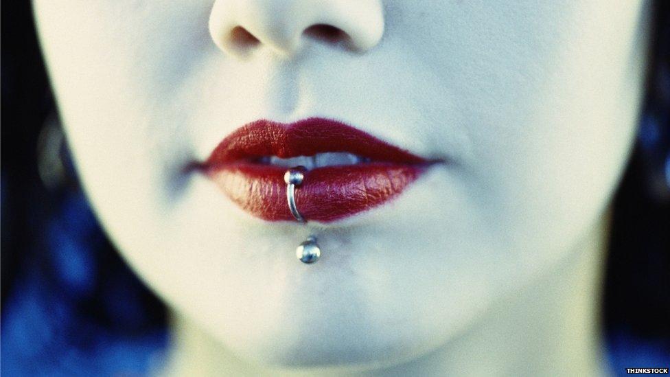 Woman's lip ring