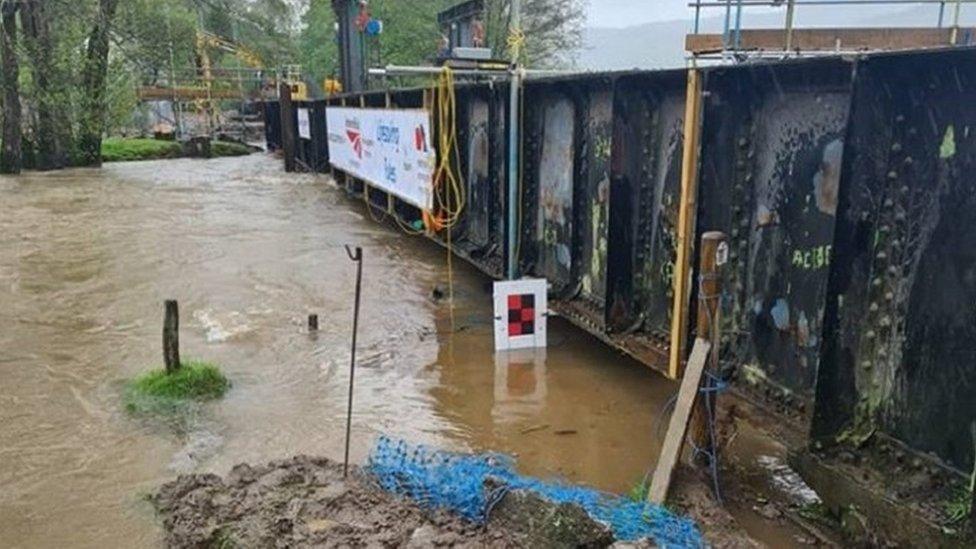 The bridge when it was closed because of flooding last May