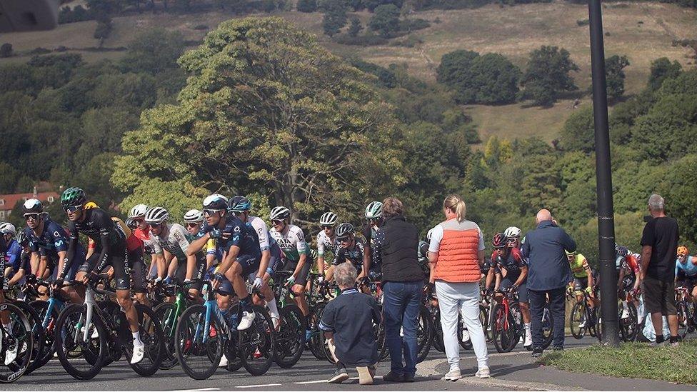 Cyclists passing through Sleights