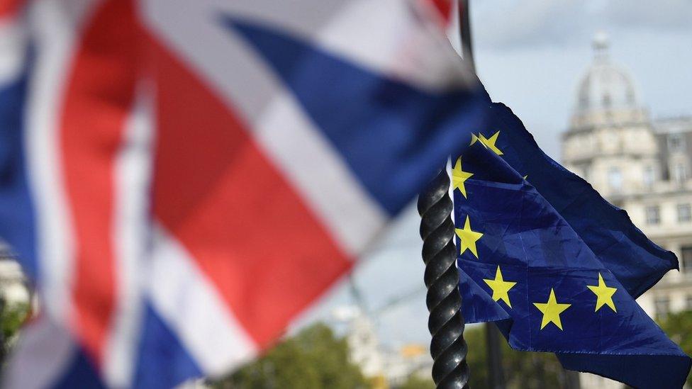 British and EU flags flying in London