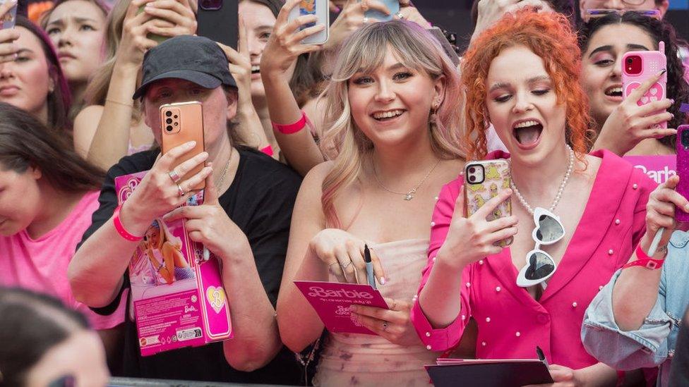 fans at Barbie premiere in Leicester Square