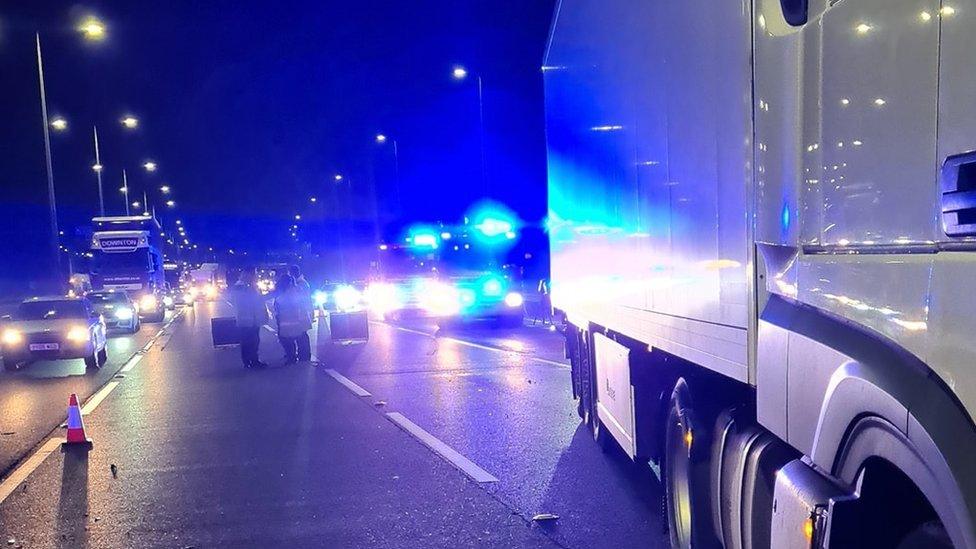 Scene of a crash on the M1 near Luton.