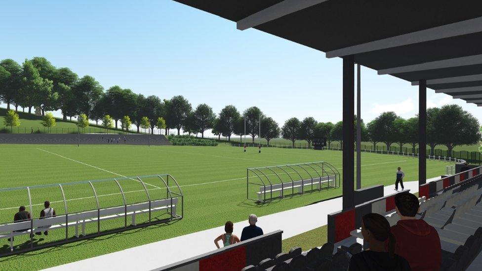 Artist impression of refurbished ground of Pontypool RFC